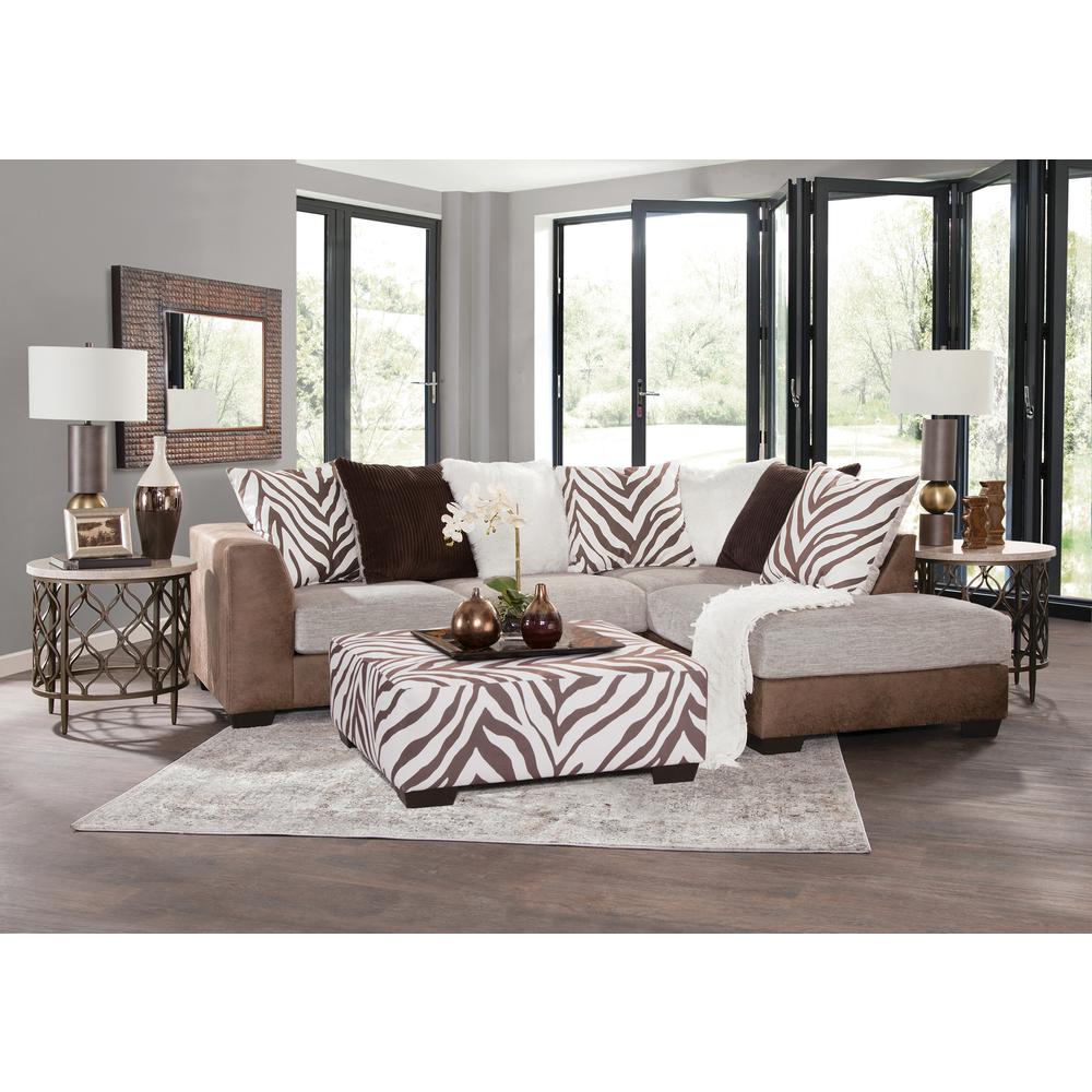 Square Arm Series Brown and White Zebra Upholstered Ottoman