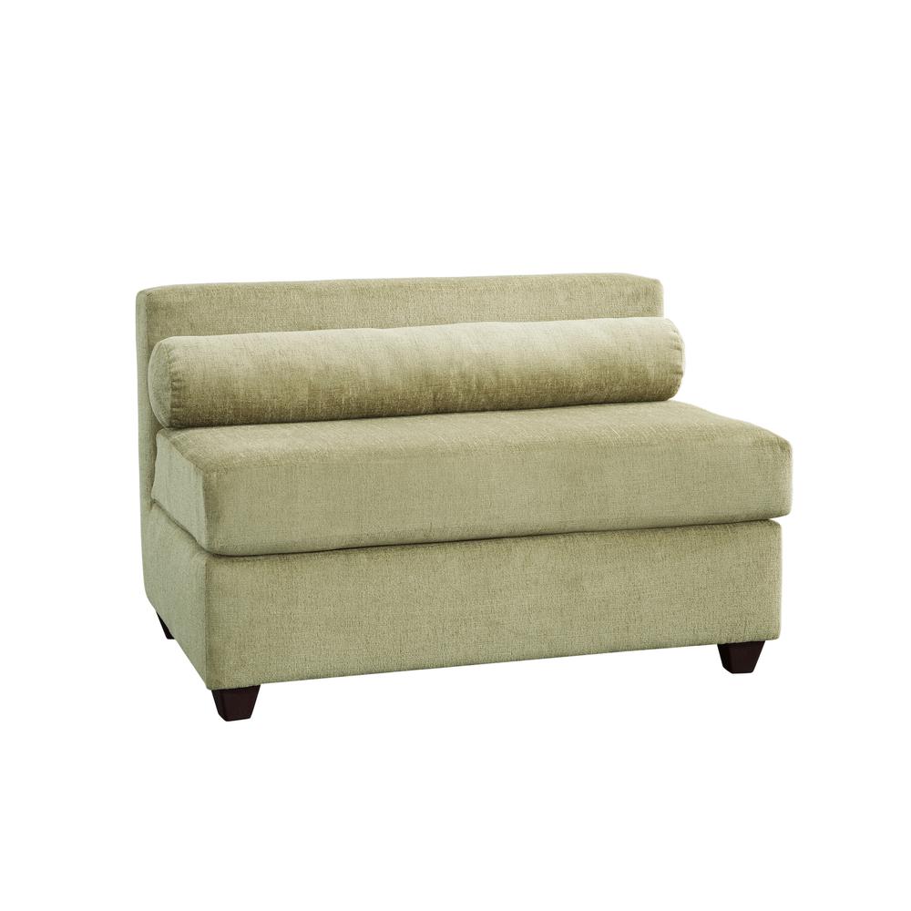 Urban Square Arm Green Two Piece Sectional Sofa with Seven Throw Pillows