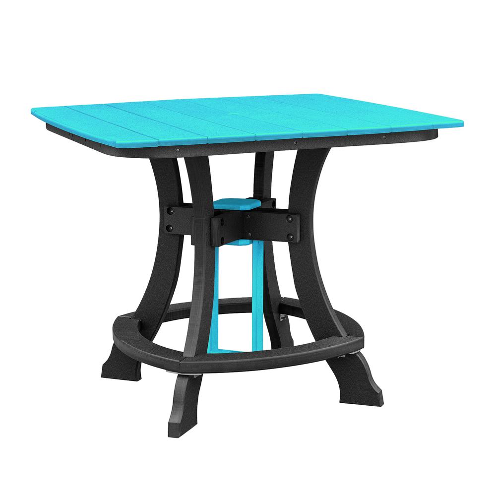OS Home and Office Model CS130ARB-K Five Piece Square Counter Height Dining Set in Aruba Blue on a Black Base
