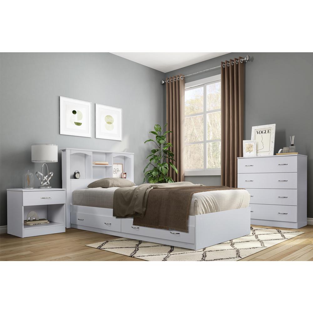 Twin Sized White Mates Bed with Two Drawers