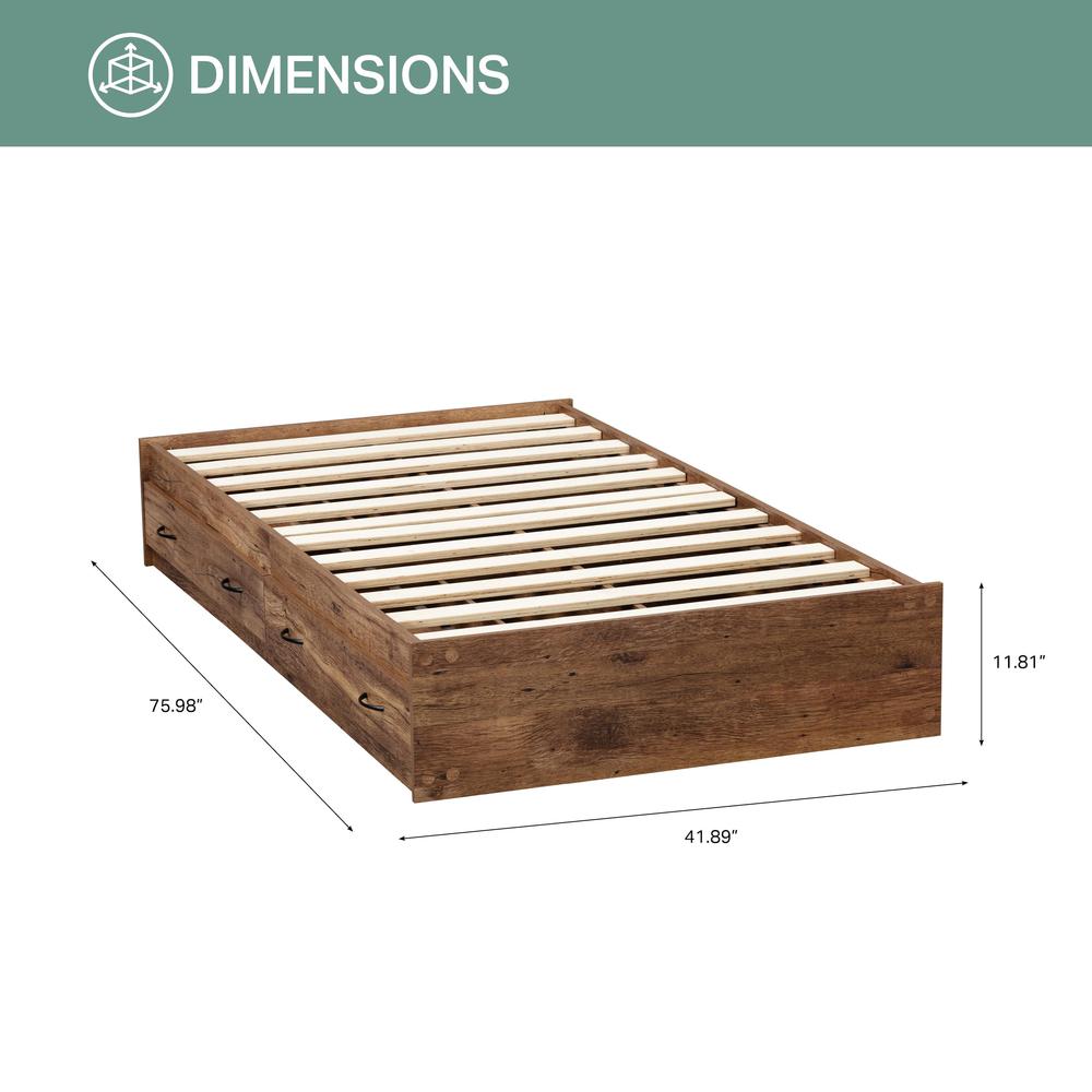 Twin Sized Mountain Oak Mates Bed with Two Drawers