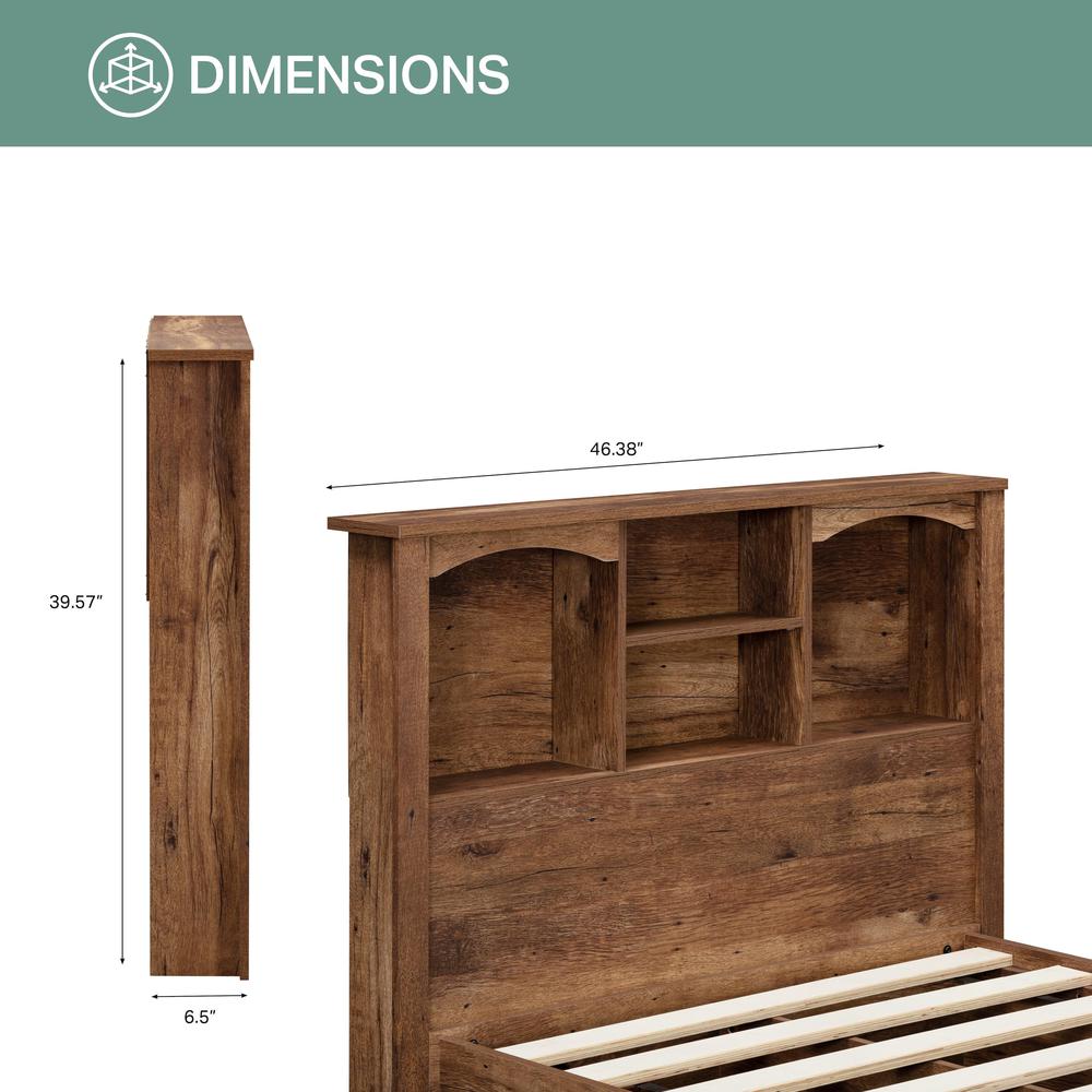 Twin Sized Bookcase Headboard and Twin Sized Platform Bed Combo in Mountain Oak