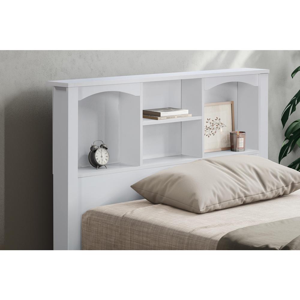 Twin Sized Bookcase Headboard and Twin Sized Platform Bed Combo in White