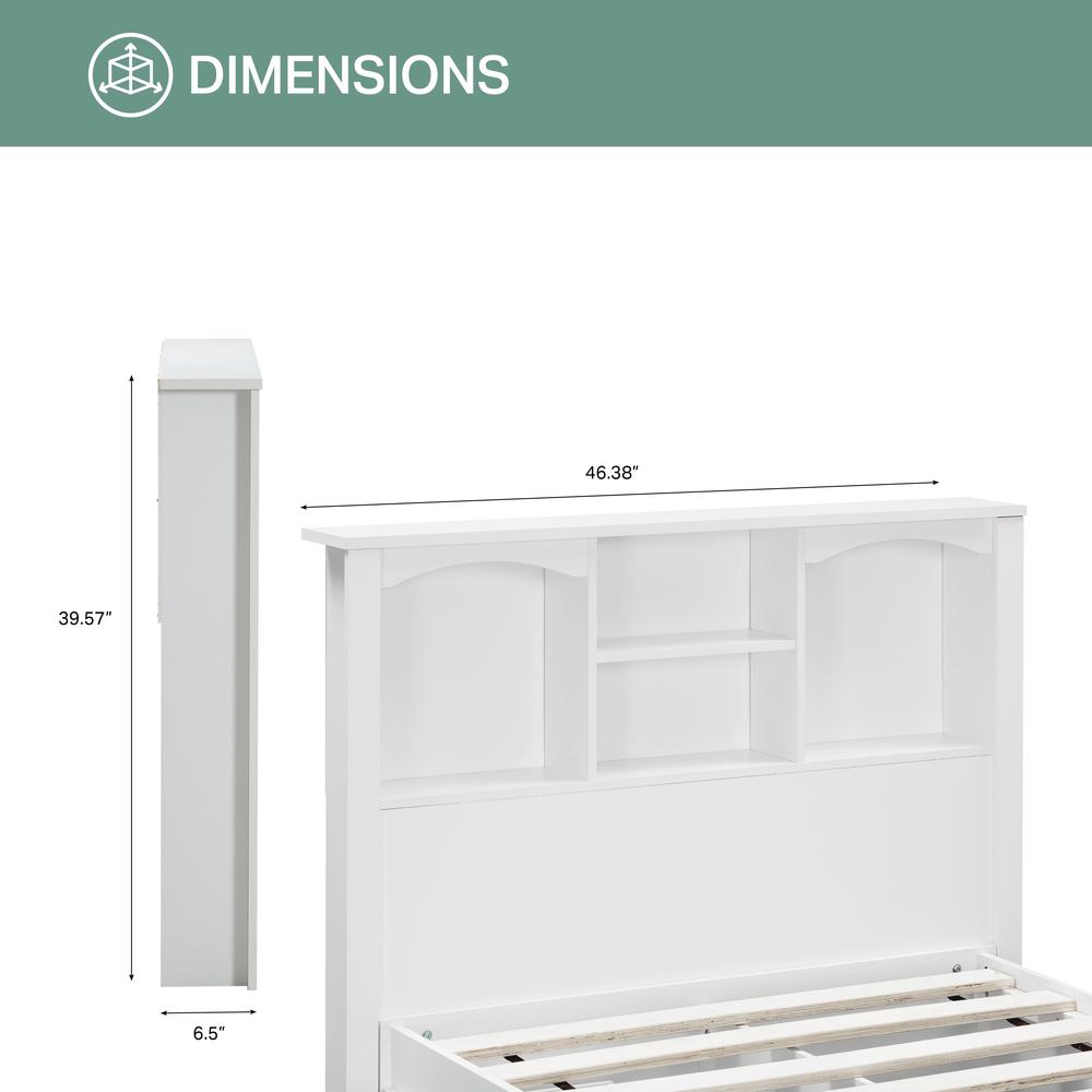 Twin Sized Bookcase Headboard and Twin Sized Platform Bed Combo in White