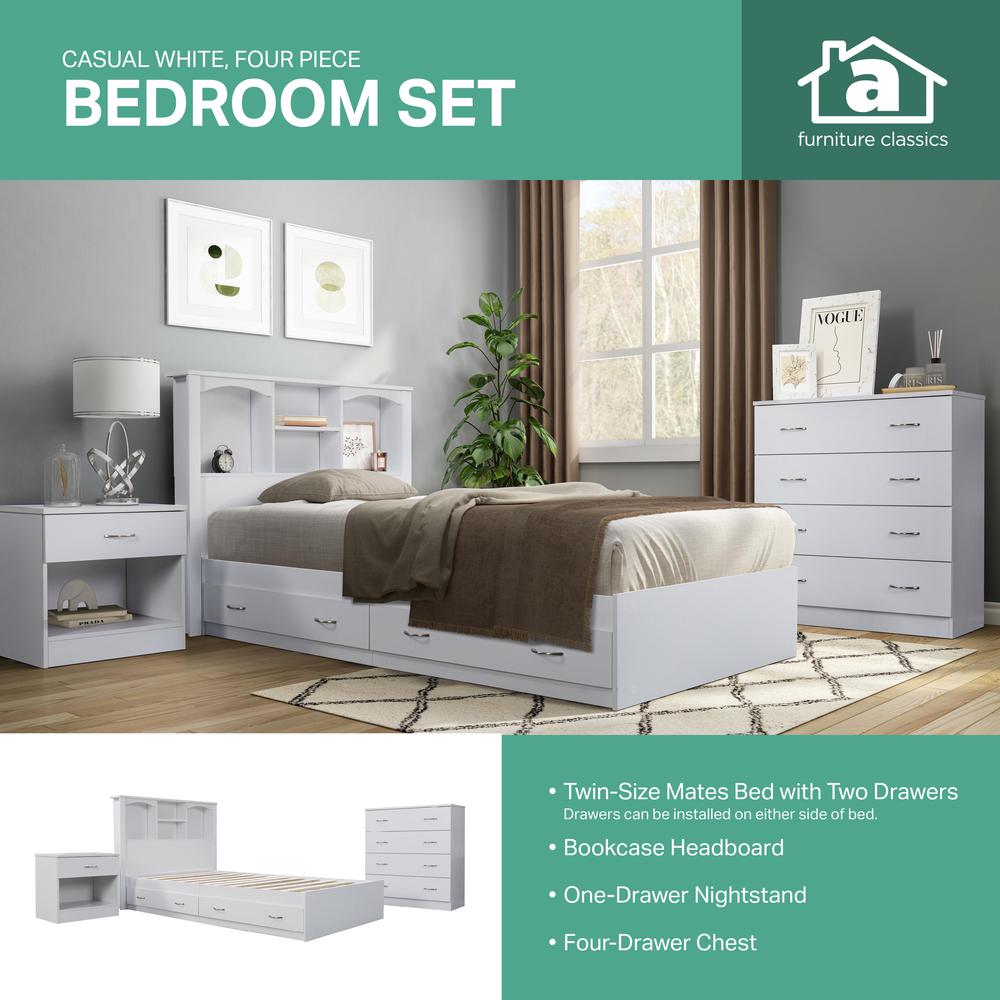 Complete 4 Piece Bedroom Set in White