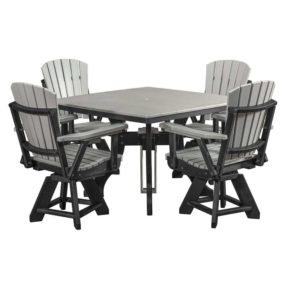 Five Piece Square Dining Height Dining Set in Light Grey with a Black Base