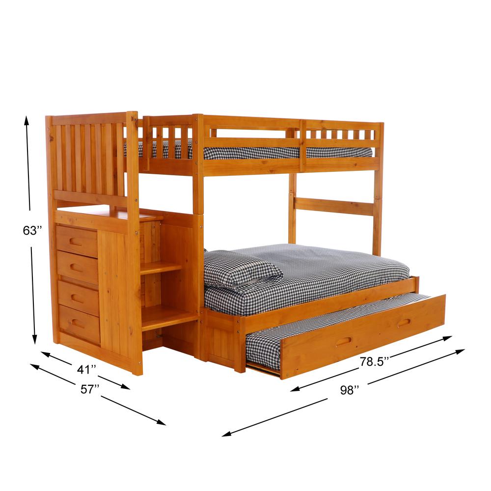 Mission Staircase Twin over Full Bunk Bed with Four Drawer Chest