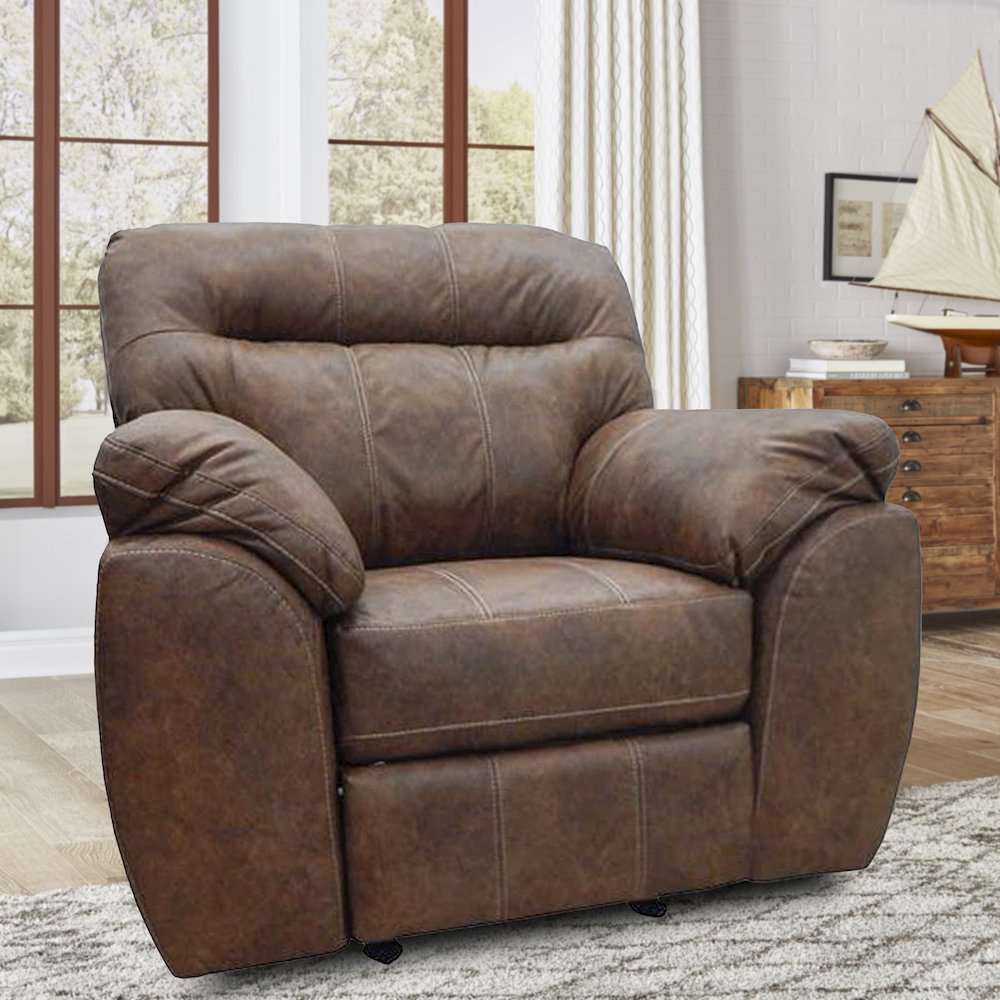 Rocker Recliner Chair in Brown Faux Leather