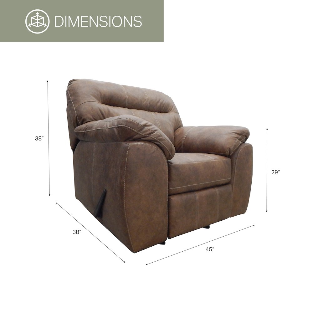 Rocker Recliner Chair in Brown Faux Leather