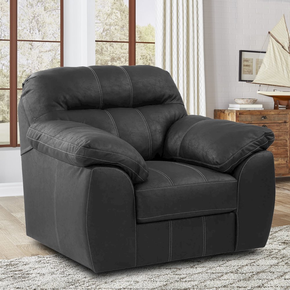 Rocker Recliner Chair in Black Faux Leather