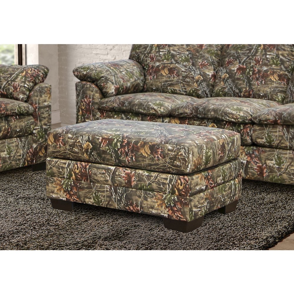 Rectangular Upholstered Ottoman in Superflauge Camo Fabric