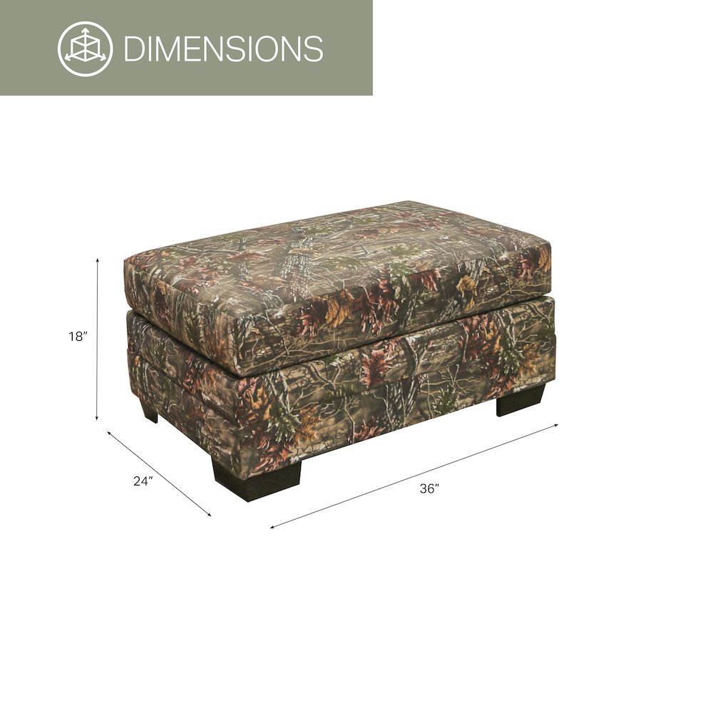 Rectangular Upholstered Ottoman in Superflauge Camo Fabric