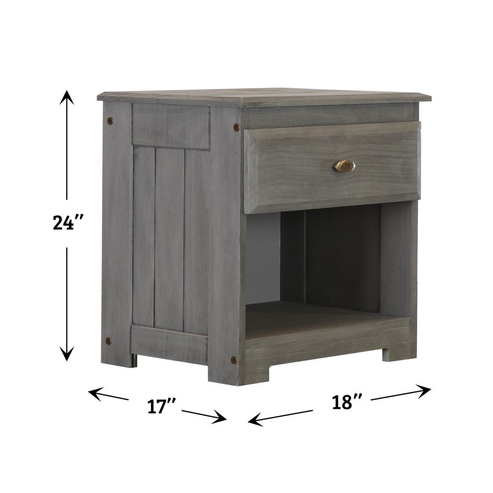 American Furniture Classics Model 83260KD Solid Pine One Drawer Night Stand in Charcoal Gray