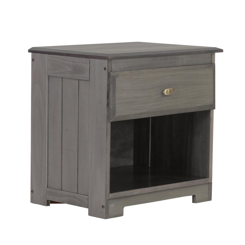 American Furniture Classics Model 83260KD Solid Pine One Drawer Night Stand in Charcoal Gray