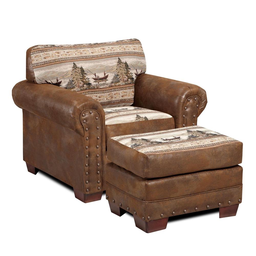 Alpine Lodge Arm Chair with Matching Ottoman