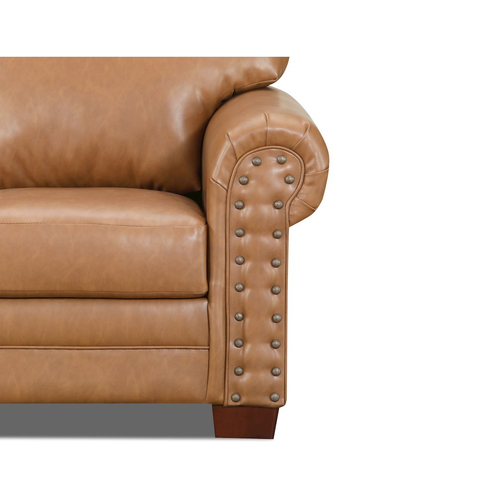 Vegan Leather Rolled Arm Sleeper Sofa
