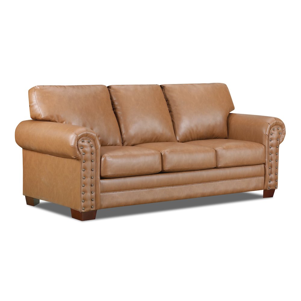 Vegan Leather Rolled Arm Sleeper Sofa