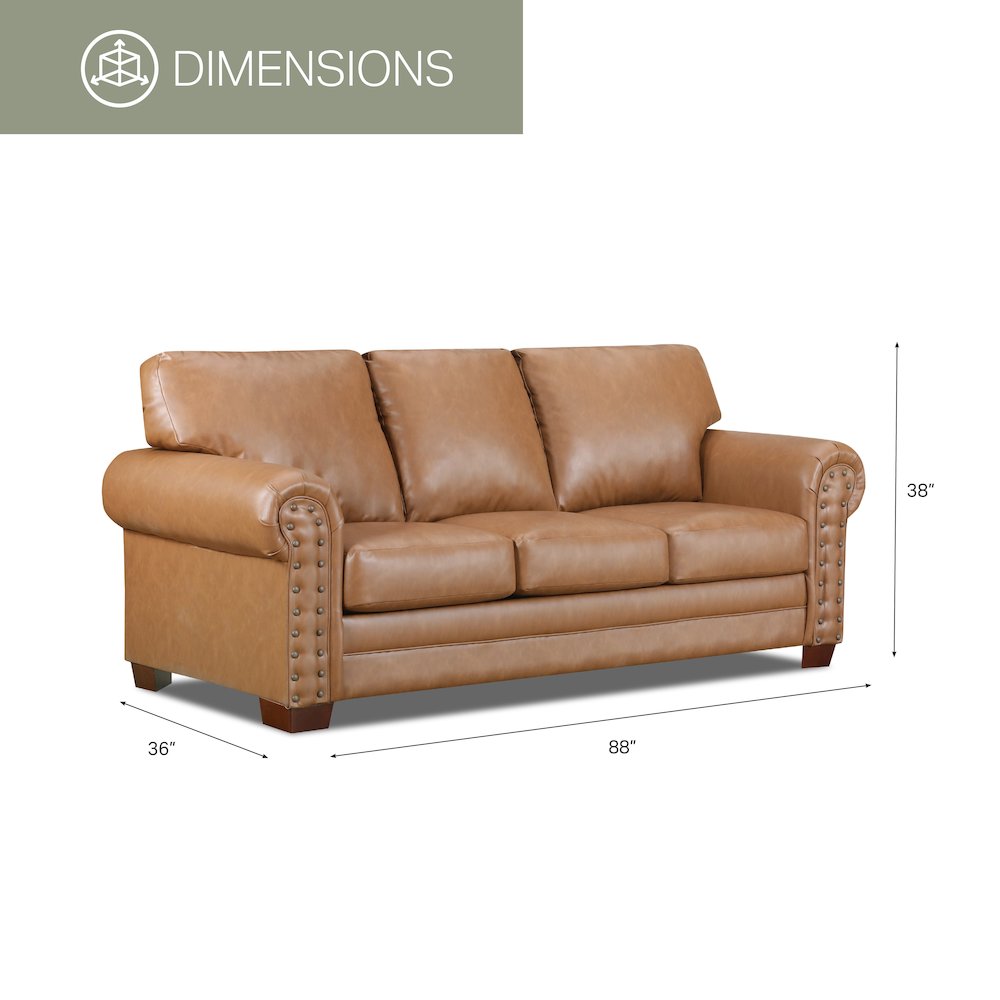 Vegan Leather Rolled Arm Sleeper Sofa