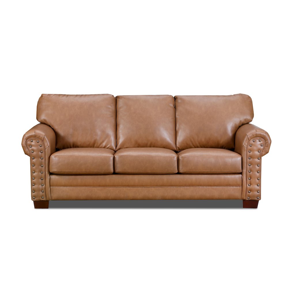 Vegan Leather Rolled Arm Sleeper Sofa