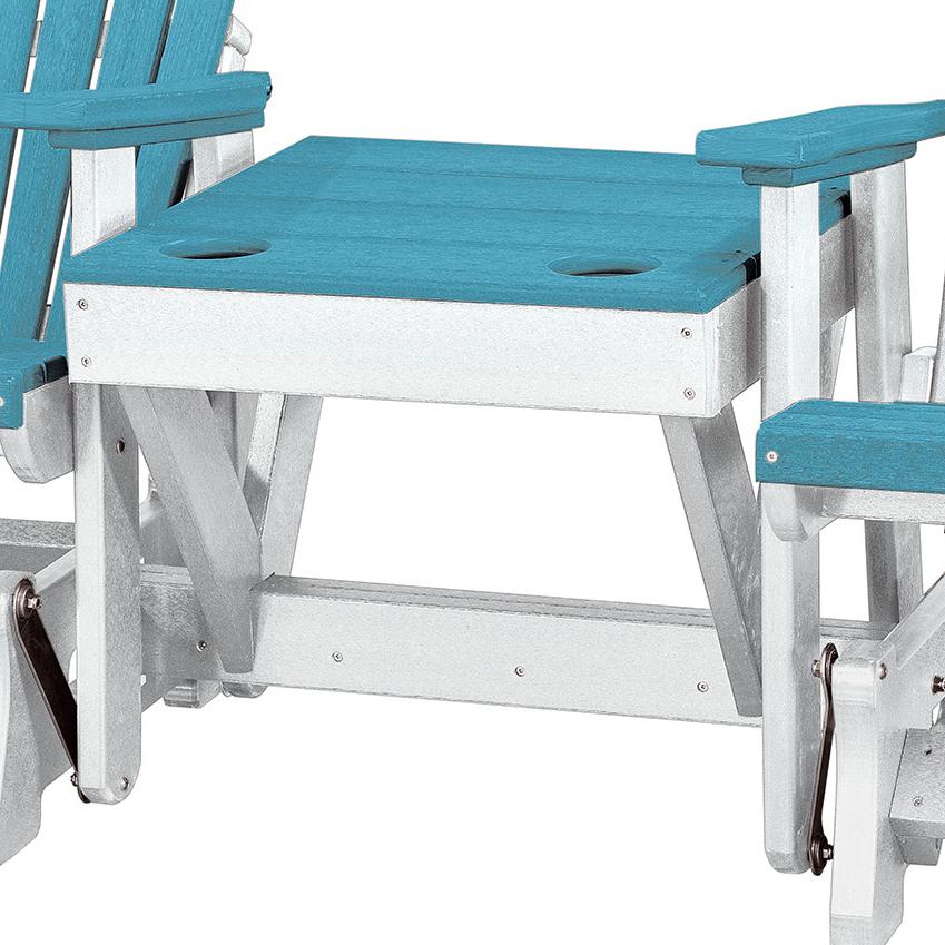 OS Home and Office Model 515ARW-K Double Glider with Center Table in Aruba Blue with a White Base