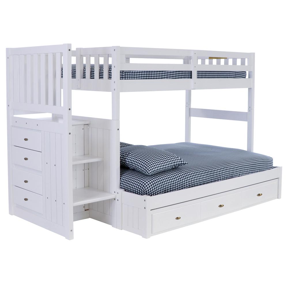 Mission Staircase Twin over Full Bunk Bed with Seven Drawers