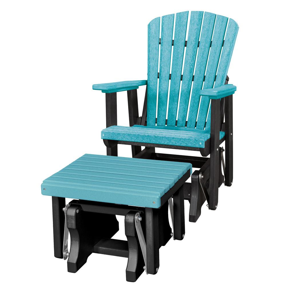 Fan Back Glider and Ottoman Glider in Aruba Blue with a Black Base
