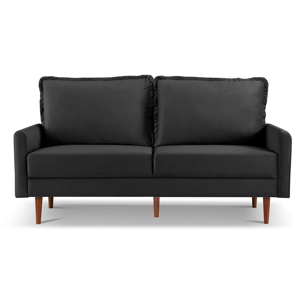 69 Inch Wide Upholstered Two Cushion Sofa with Cambered Arms