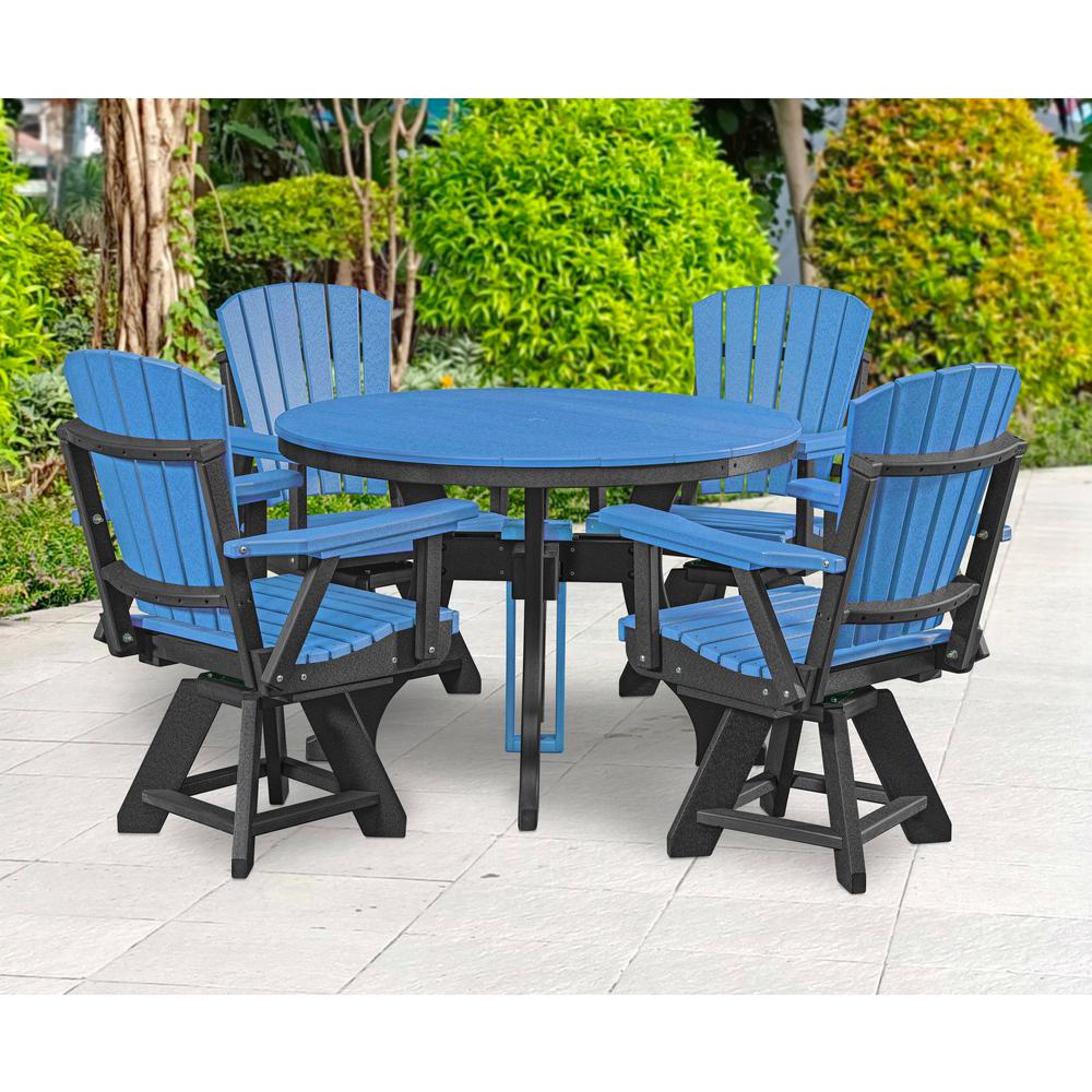 Five Piece Round Dining Height Dining Set in Blue with a Black Base