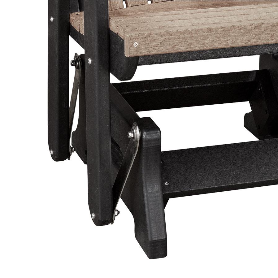 OS Home and Office Model 515WWBK-K Double Glider with Center Table in Weatherwood with a Black Base