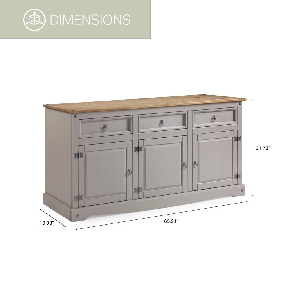 Model COG917 Cottage Series Wood Buffet Sideboard in Corona Gray