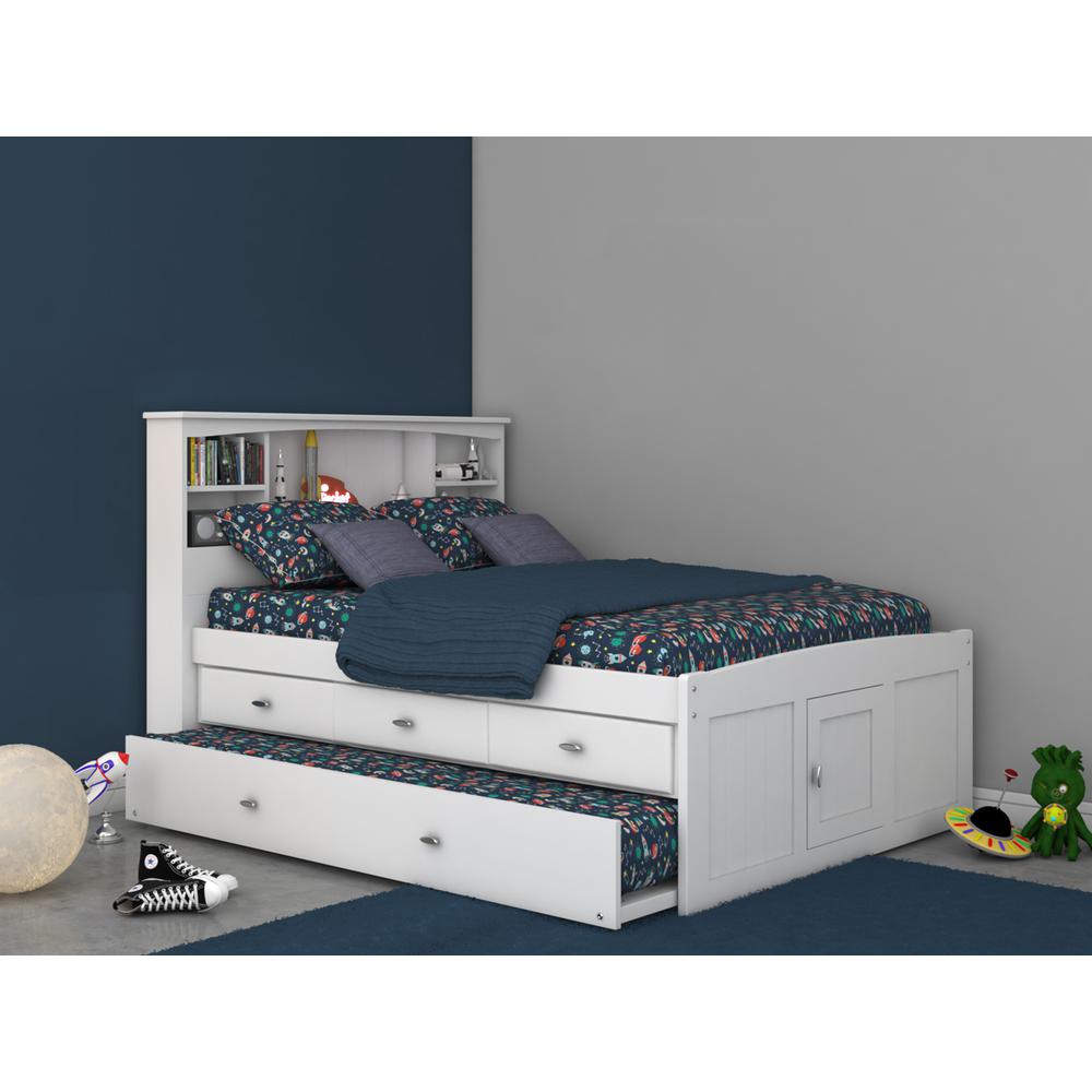 Full Sized Captains Bookcase Bed with 3 spacious under bed drawers