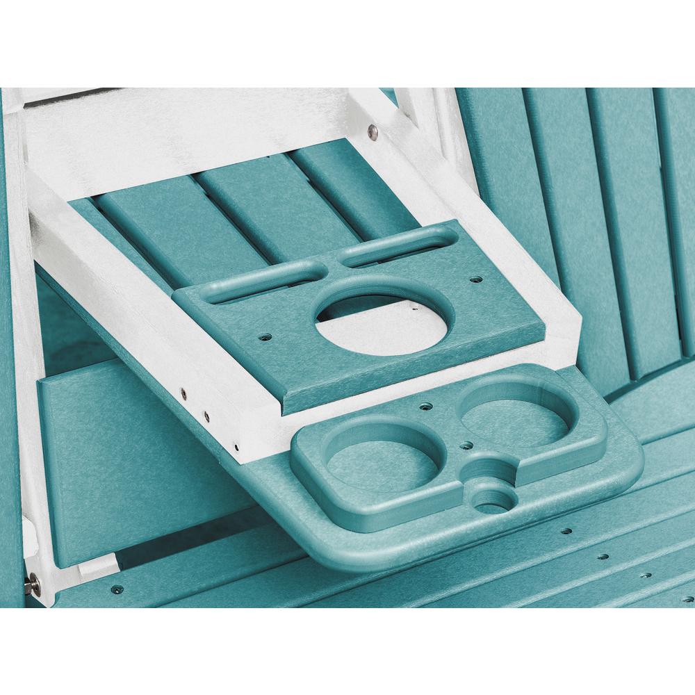 Two Seat Fan Back Glider with Drop Down Table/Cup Holder in Aruba Blue