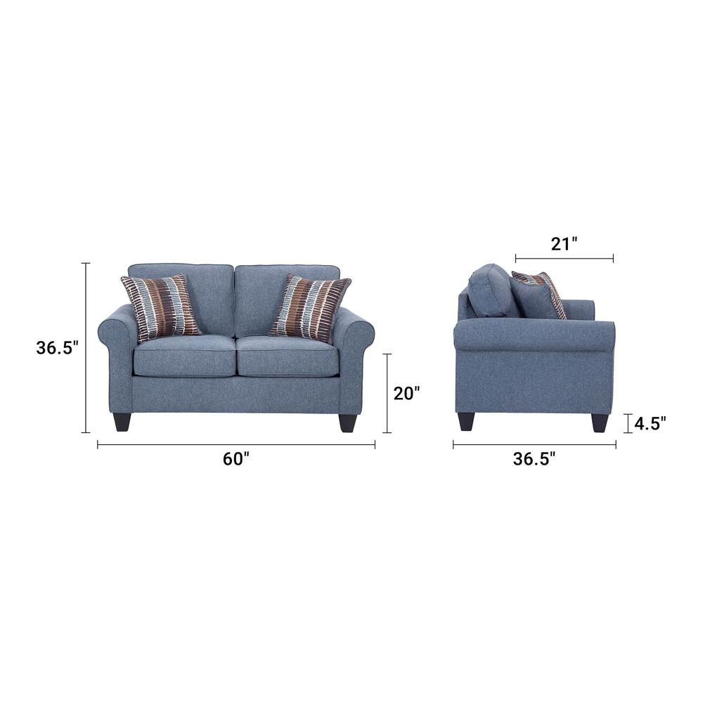American Furniture Classics Indigo Series Model 8-020-A330V8 Loveseat with Two Abstract Chenille Pillows