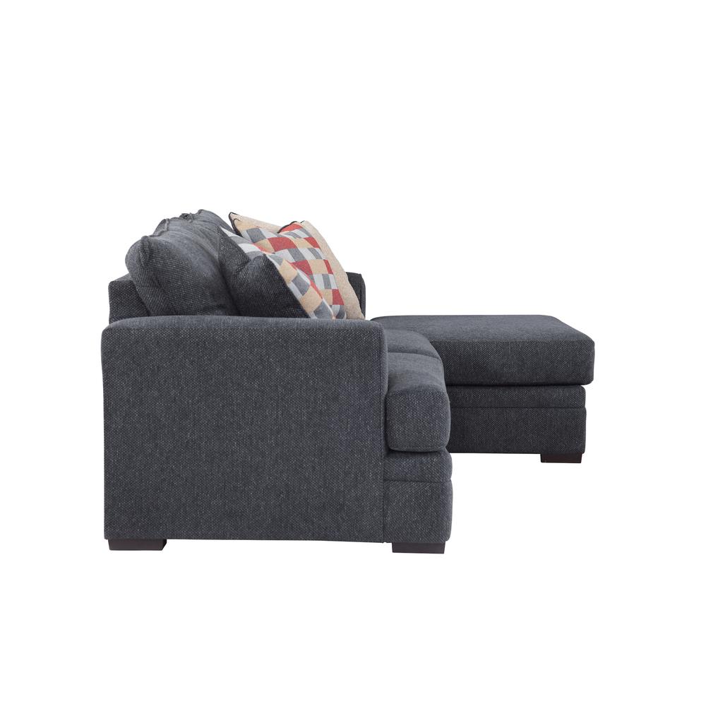Performance Charcoal Two Piece Sectional Sofa with Three Throw Pillows