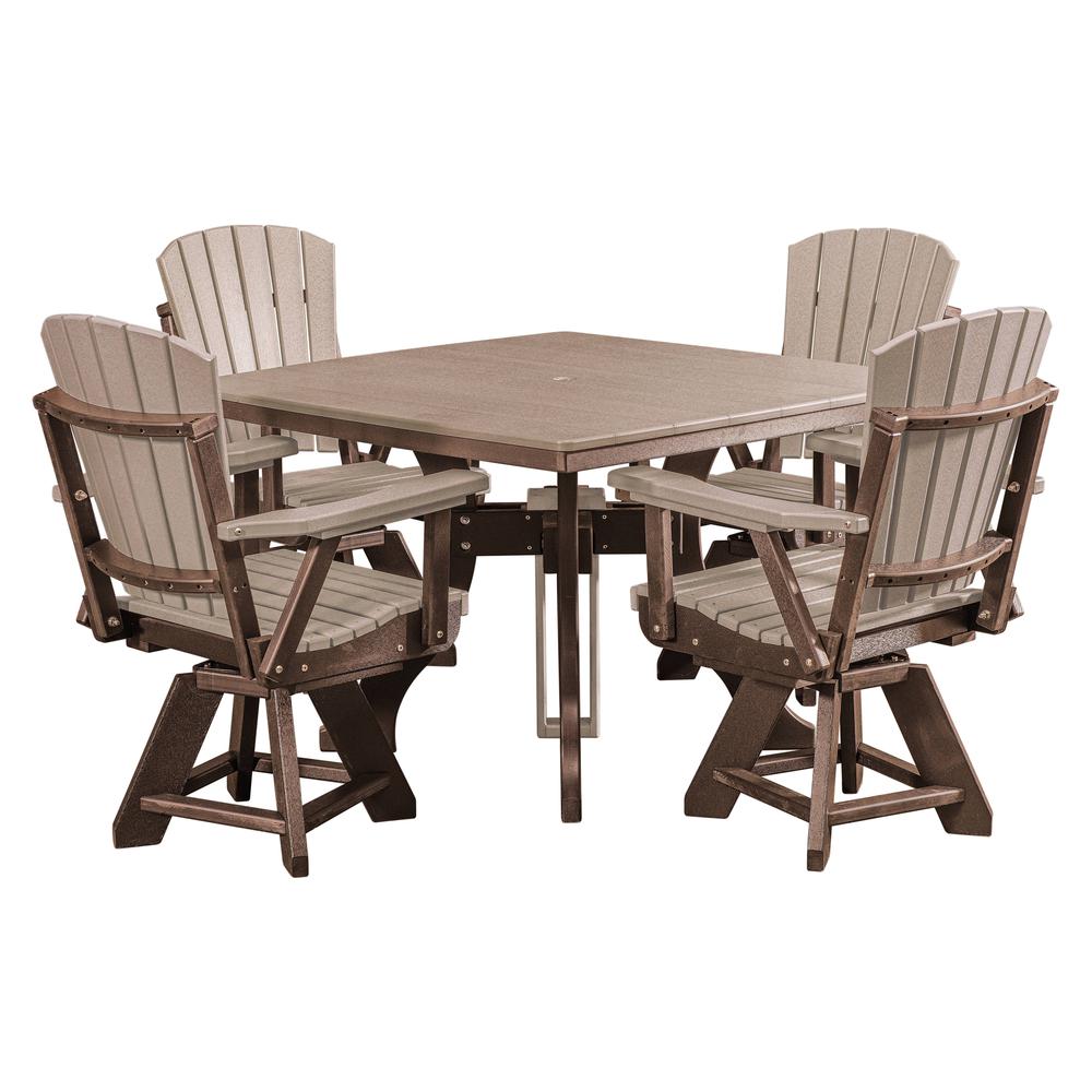 Five Piece Square Dining Height Dining Set in Weatherwood