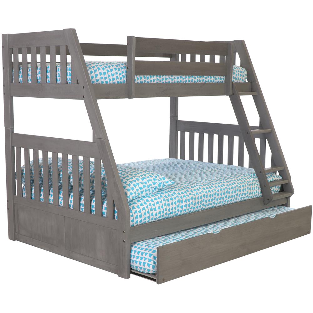Solid Pine Twin/Full Bunk Bed with Twin Trundle