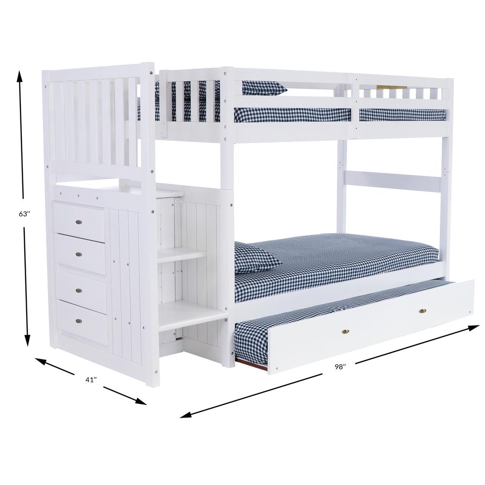 Mission Staircase Twin over Twin Bunk Bed with Four Drawer Chest