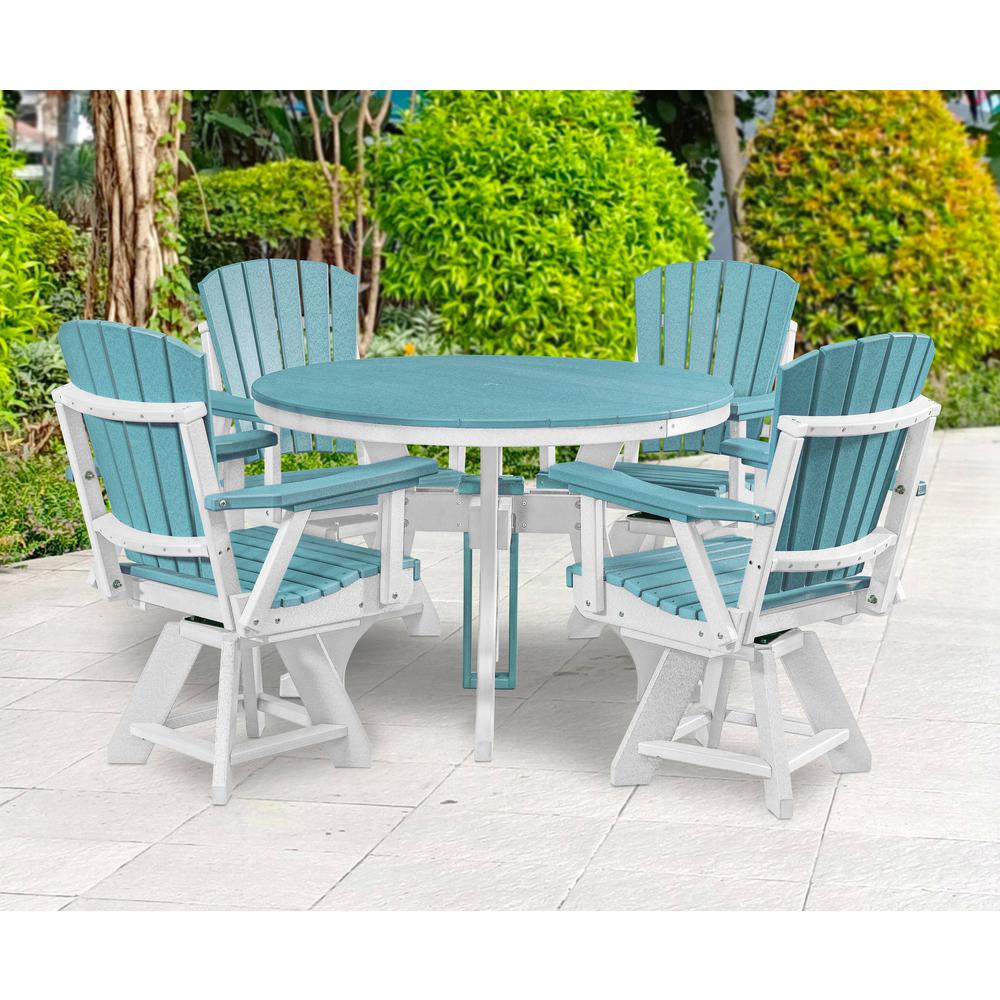 Five Piece Round Dining Height Dining Set in Aruba Blue with a White Base