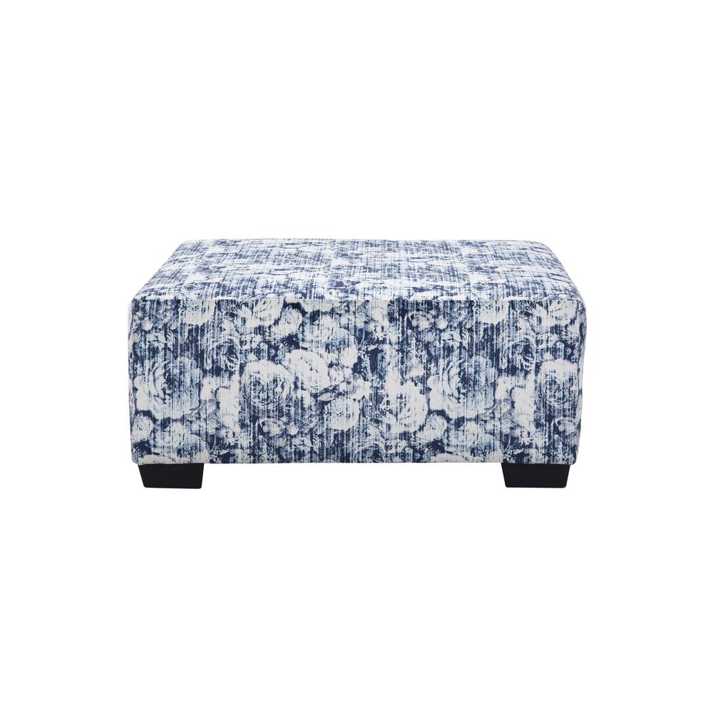 American Furniture Classics Blue Floral Square Upholstered Ottoman
