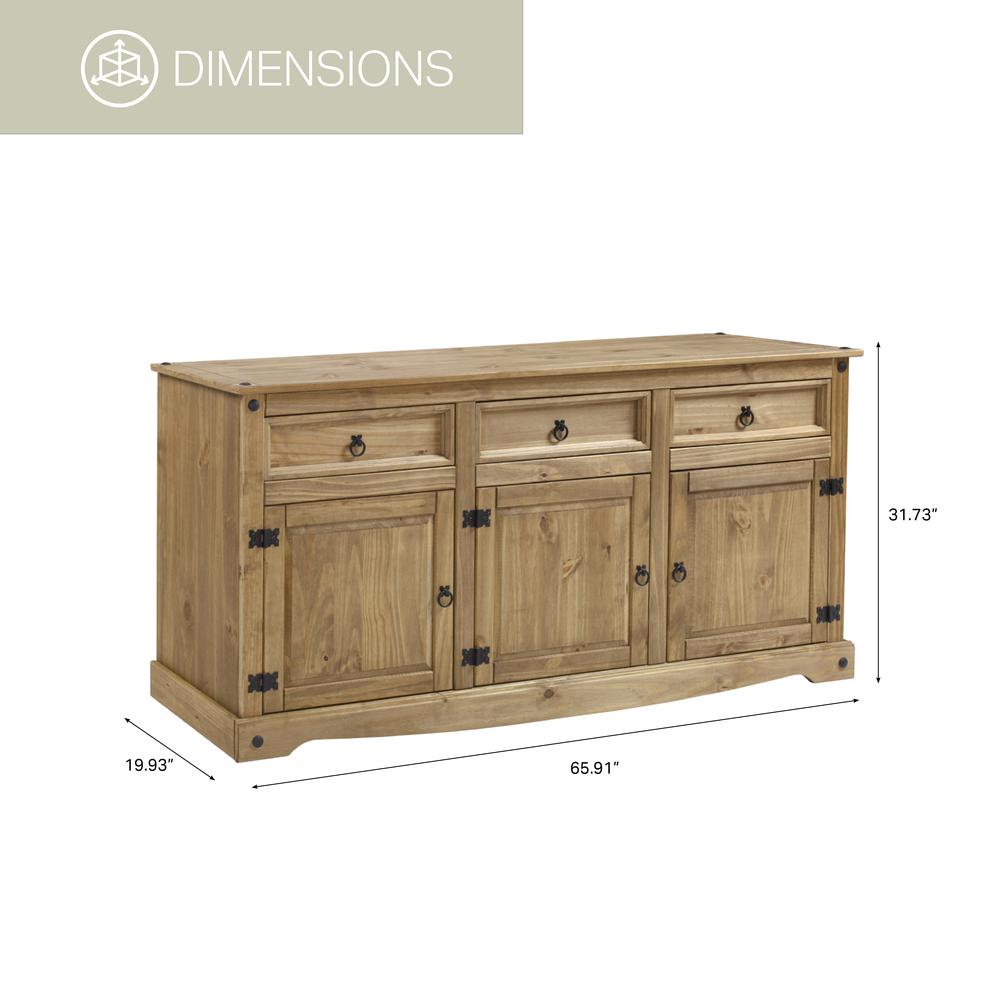 Model COR917 Cottage Series Wood Buffet Sideboard in Corona Brown