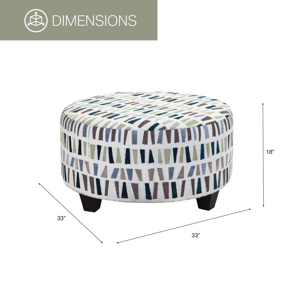 Transitional Multi Colored Round Upholstered Ottoman