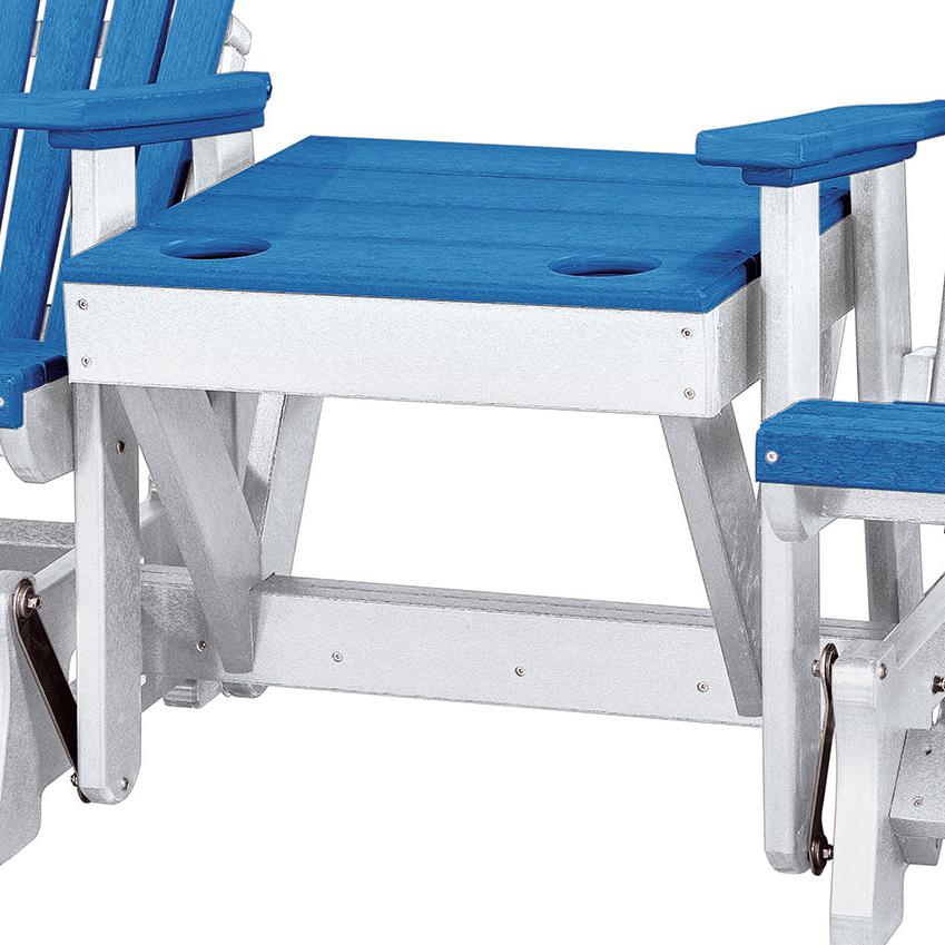 Double Glider with Center Table in Blue and White