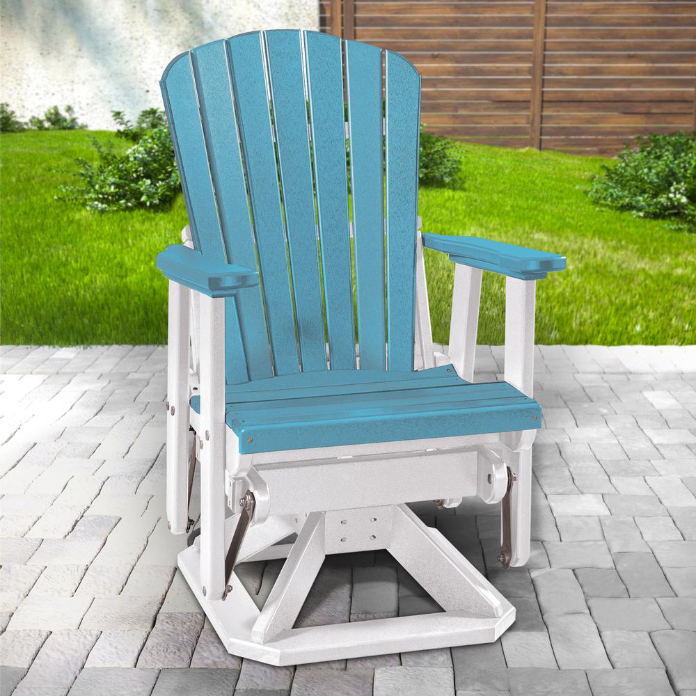 OS Home and Office Model 510ARW Fan Back Swivel Glider in Aruba Blue with a White Base