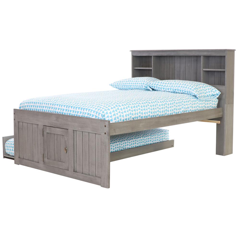 Full Captains Bookcase Bed with 3 drawers and a Twin Sized Trundle