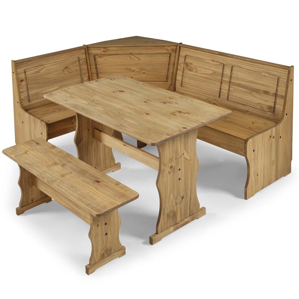 Solid Pine Corner Dining Booth in Corona Brown