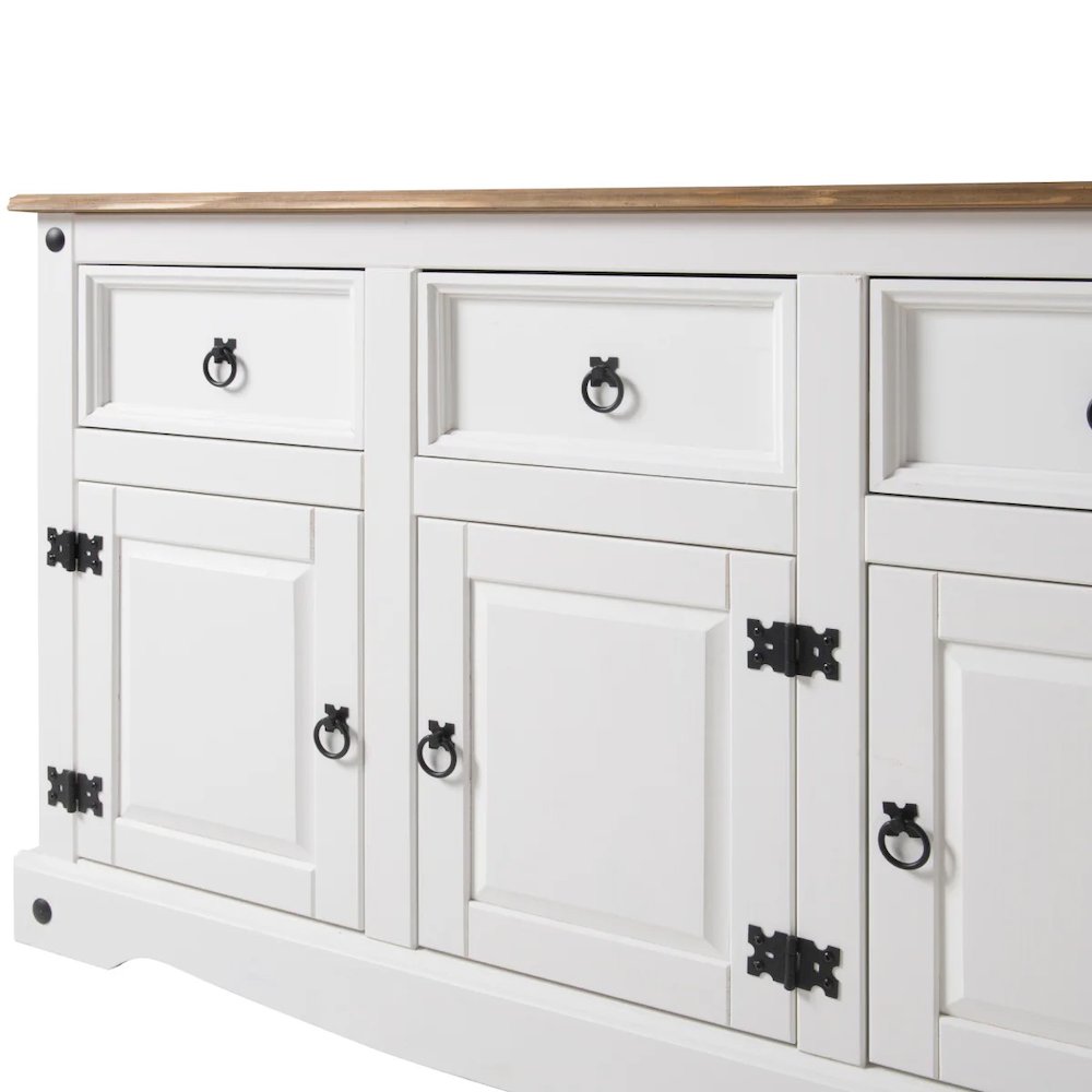 Wood Buffet Sideboard in Distressed White