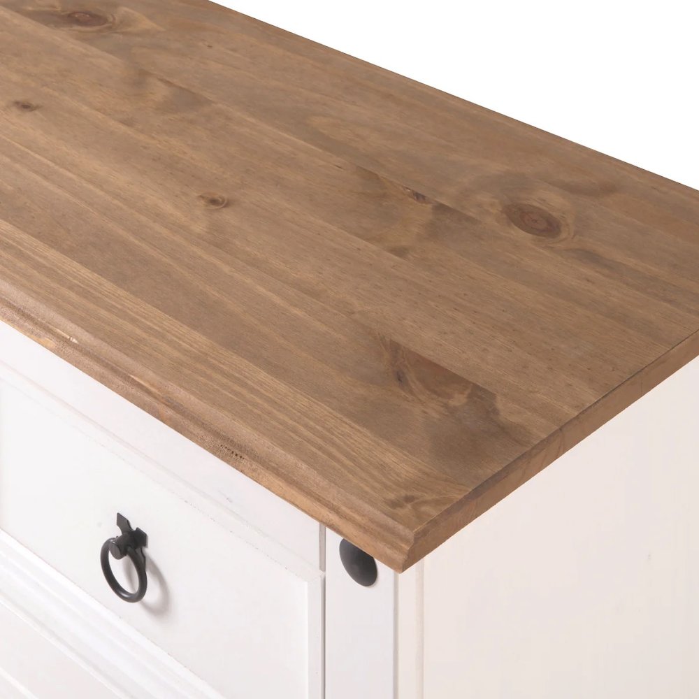 Wood Buffet Sideboard in Distressed White