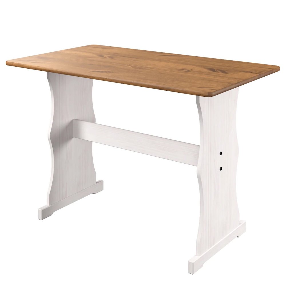 Solid Pine Corner Dining Booth in Distressed White