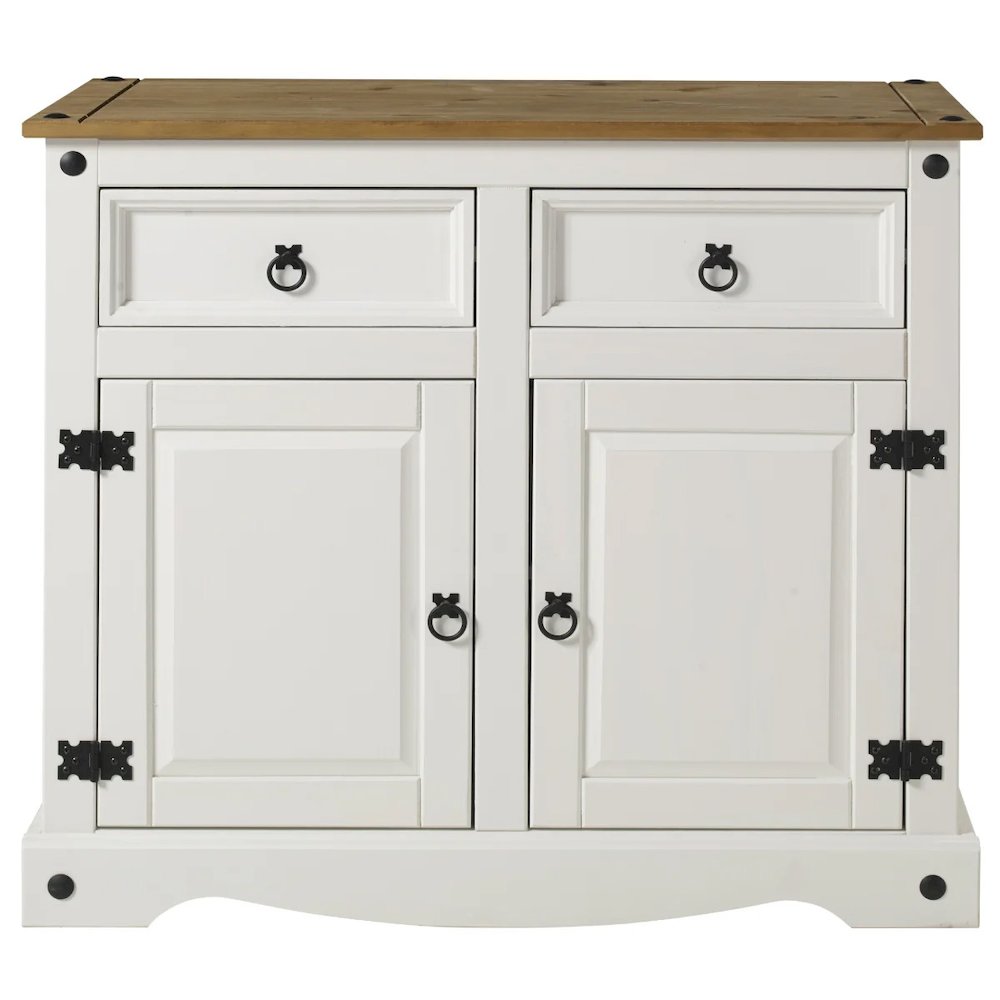 Wood Buffet Sideboard in Distressed White