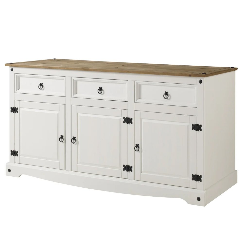 Wood Buffet Sideboard in Distressed White